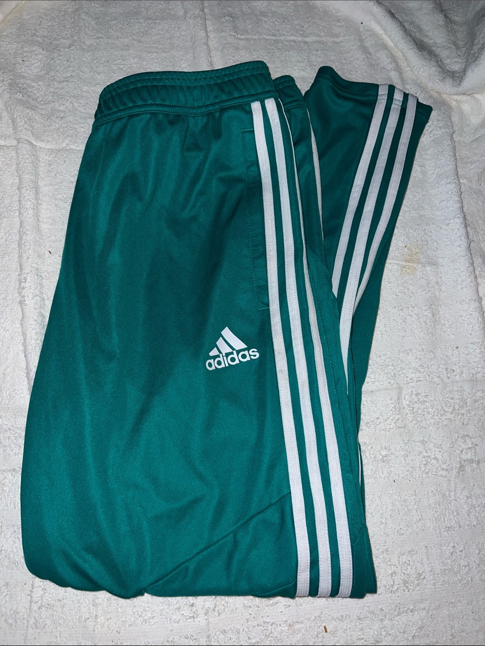 adidas Kids Teal Green Joggers with White Stripes